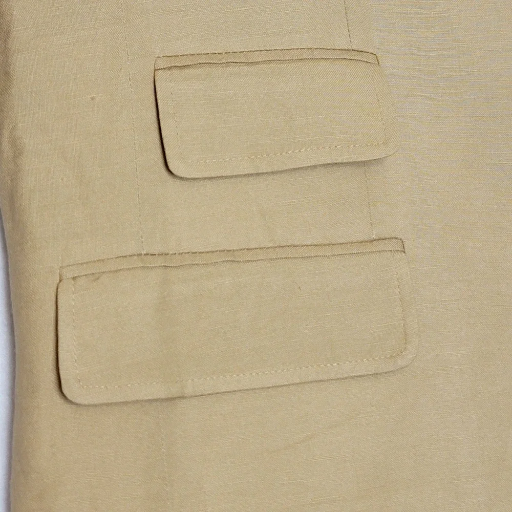 Empra Mens Tan‎ Linen Blend Embroidered Blazer Sport Coat 42L Paisley Lining